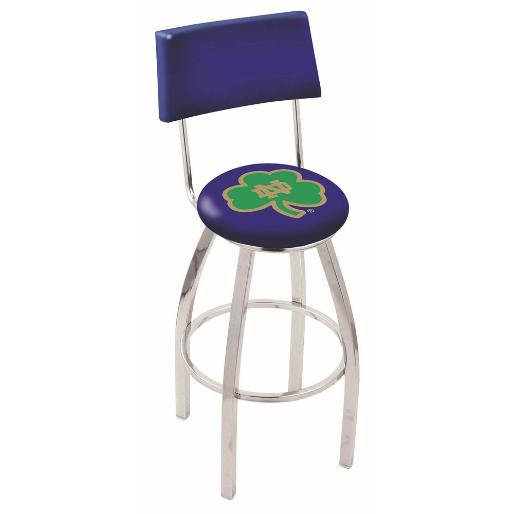 inch Chrome Notre Dame Shamrock Swivel Bar Stool w/ Back
