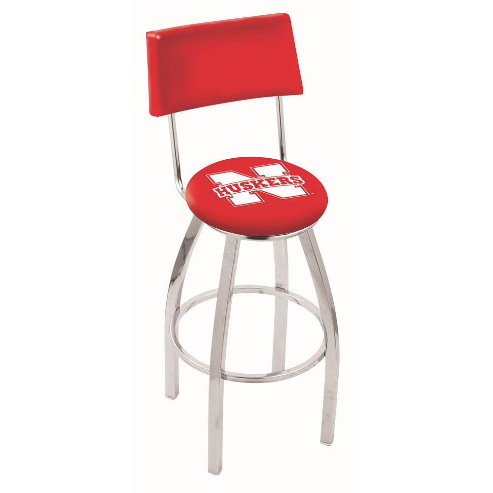 inch Chrome Nebraska Swivel Bar Stool w/ Back