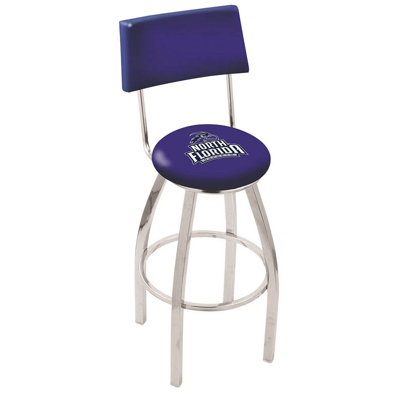 inch Chrome North Florida Swivel Bar Stool w/ Back