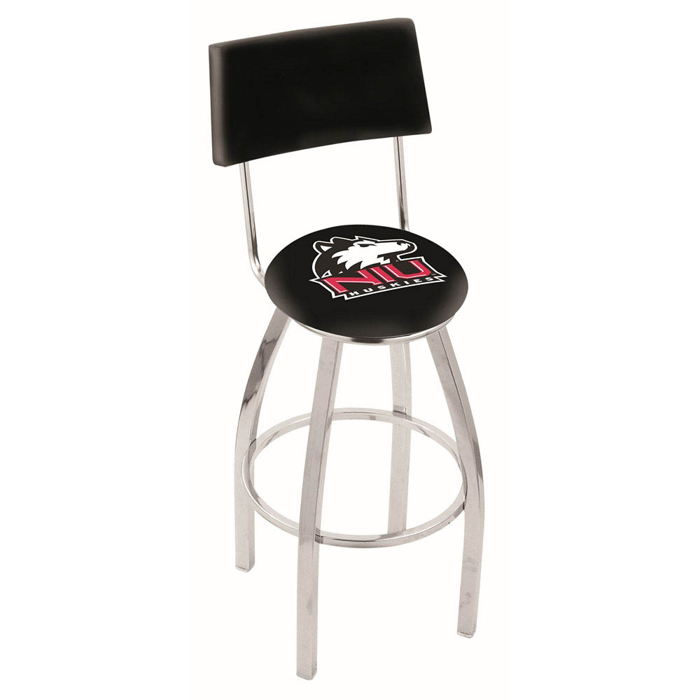 inch Chrome Northern Illinois Swivel Bar Stool w/ Back