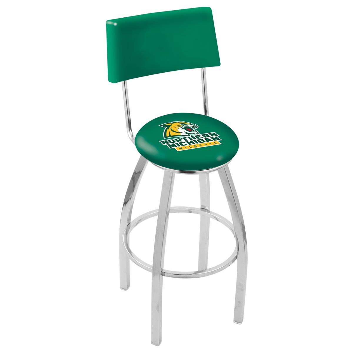 inch Chrome Northern Michigan Swivel Bar Stool w/ Back