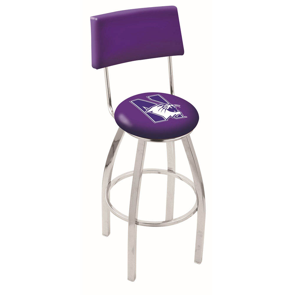 inch Chrome Northwestern Swivel Bar Stool w/ Back