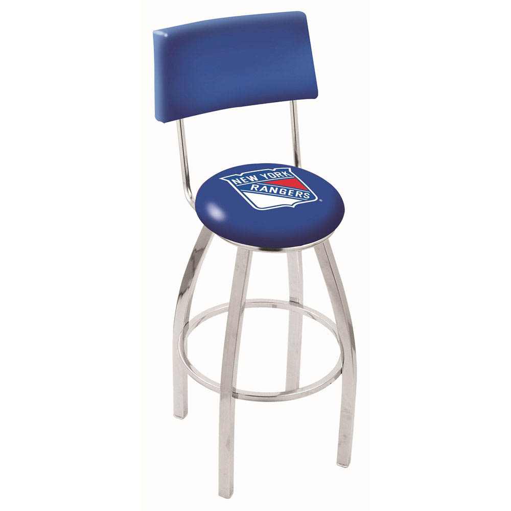 inch Chrome New York Rangers Swivel Bar Stool w/ Back
