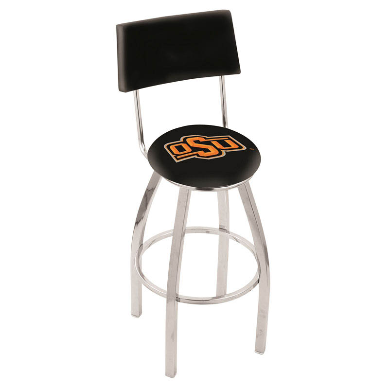 inch Chrome Oklahoma State Swivel Bar Stool w/ Back