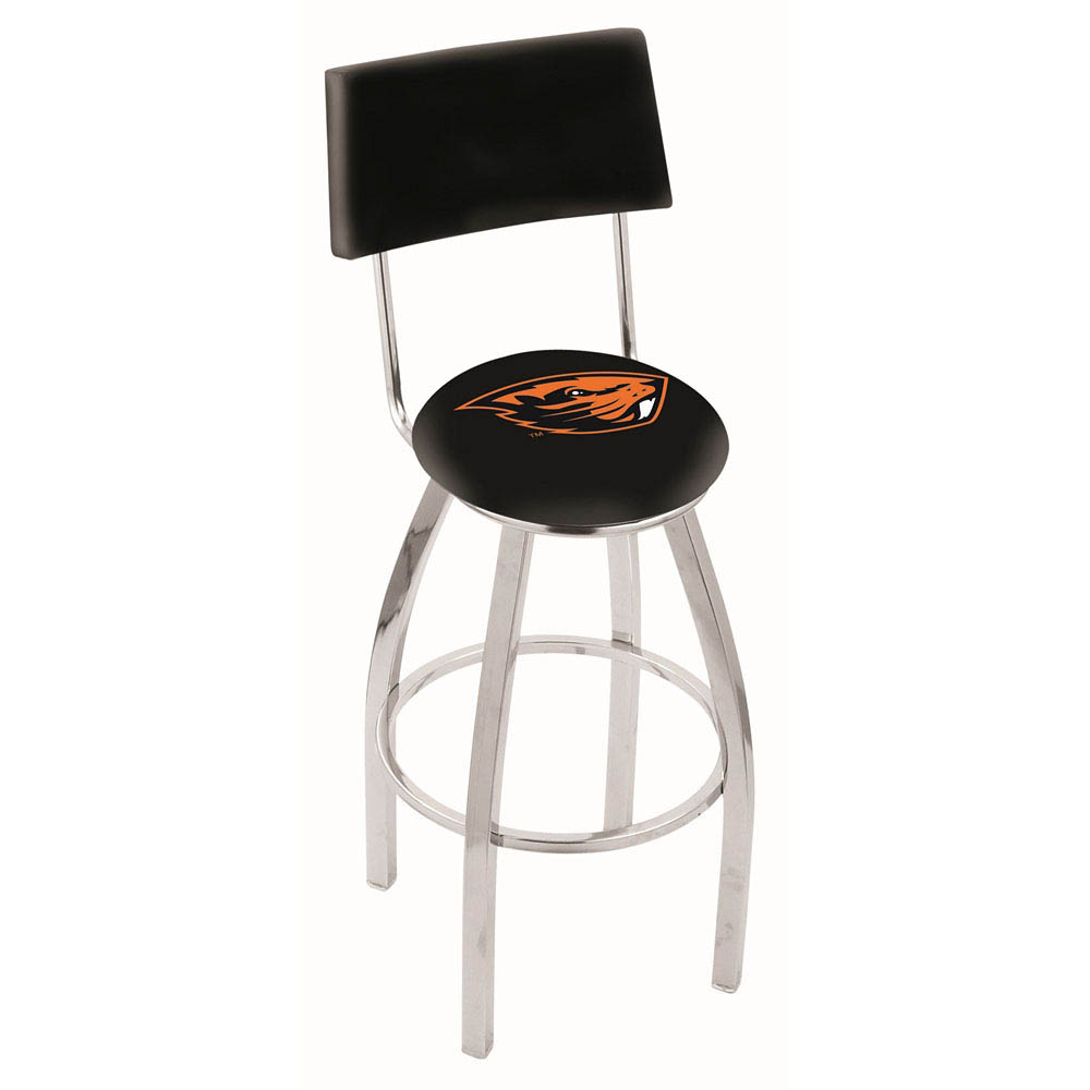 inch Chrome Oregon State Swivel Bar Stool w/ Back
