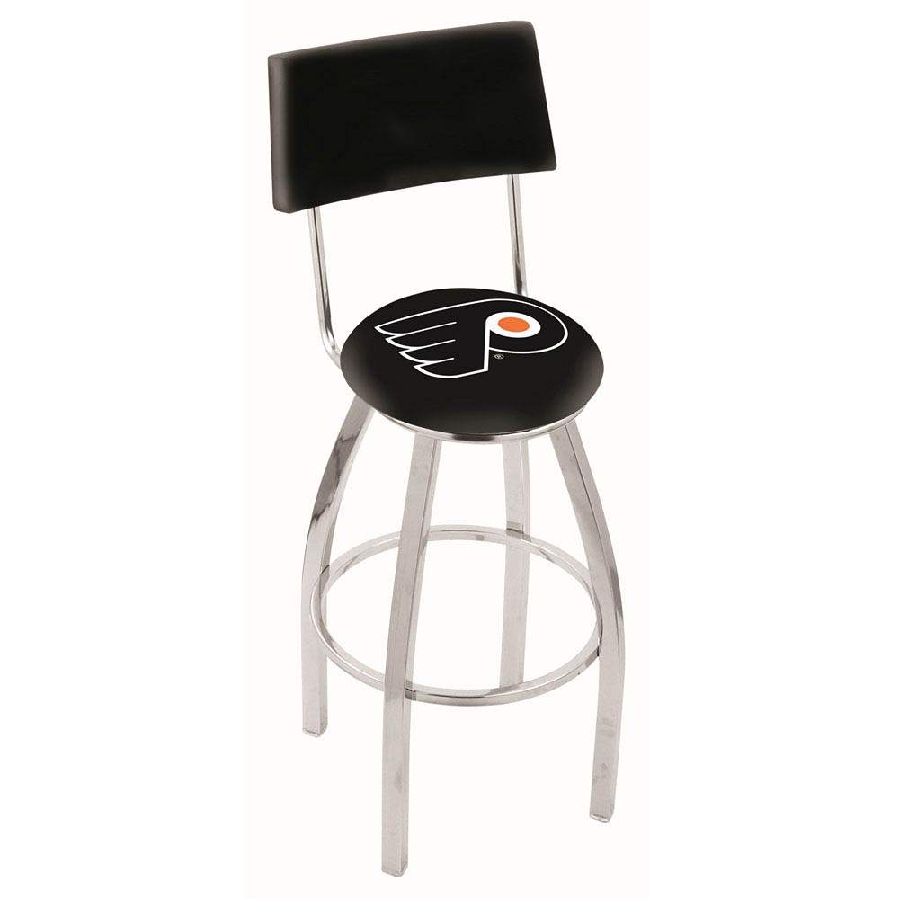 inch Chrome Philadelphia Flyers (Black) Swivel Bar Stool w/ Back