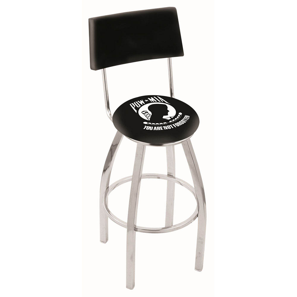 inch Chrome POW/MIA Swivel Bar Stool w/ Back