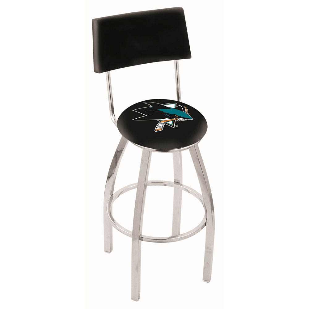 inch Chrome San Jose Sharks Swivel Bar Stool w/ Back
