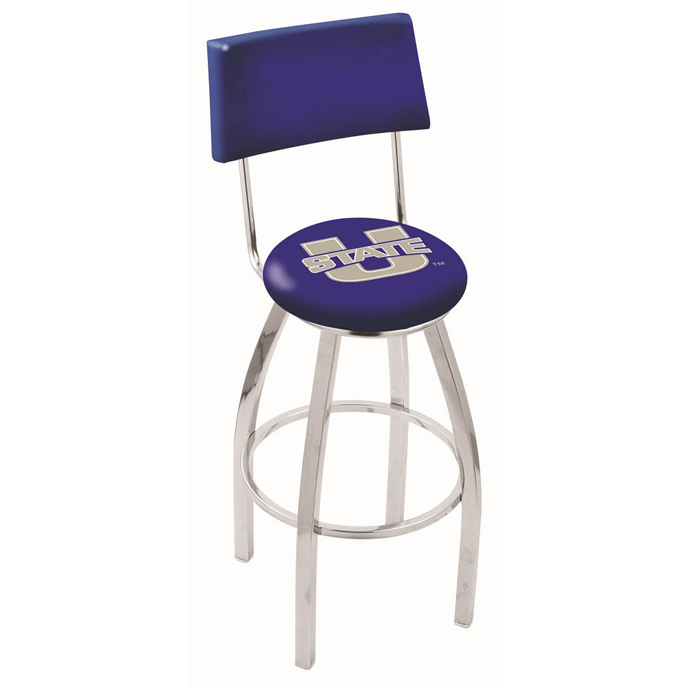 inch Chrome Utah State Swivel Bar Stool w/ Back
