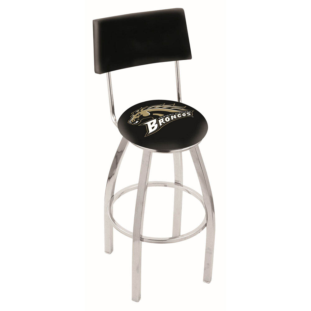 inch Chrome Western Michigan Swivel Bar Stool w/ Back