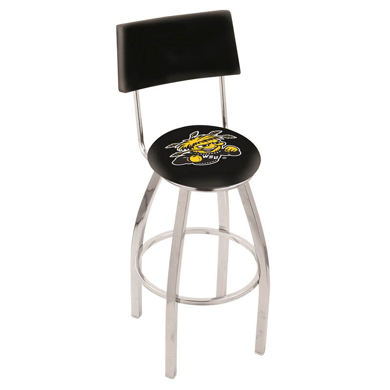 inch Chrome Wichita State Swivel Bar Stool w/ Back