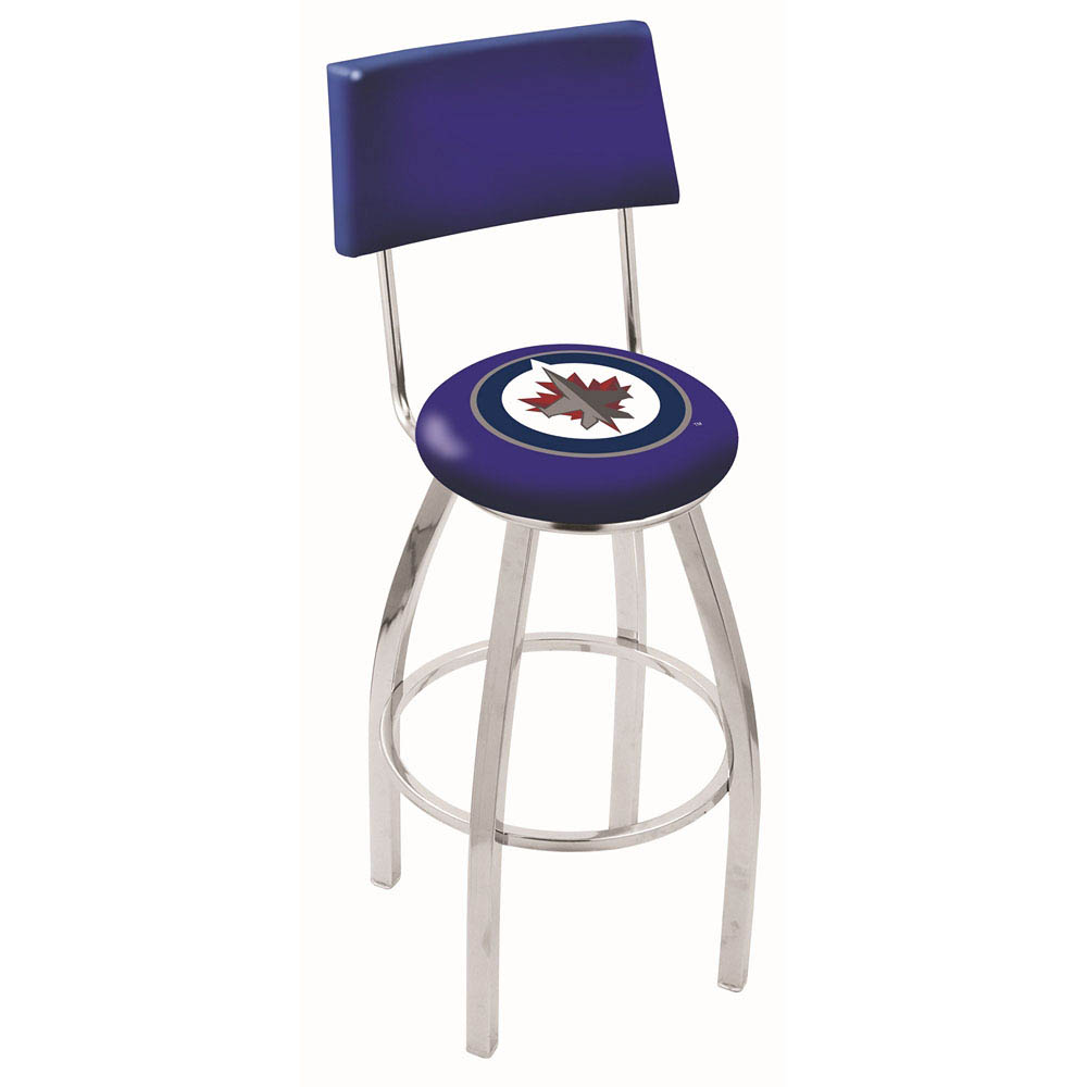 inch Chrome Winnipeg Jets Swivel Bar Stool w/ Back