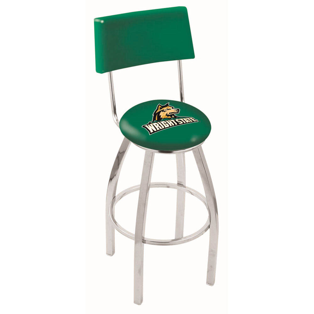 inch Chrome Wright State Swivel Bar Stool w/ Back
