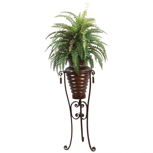 Vintage Home 6 foot Boston Fern Plant in Metal Planter & Stand