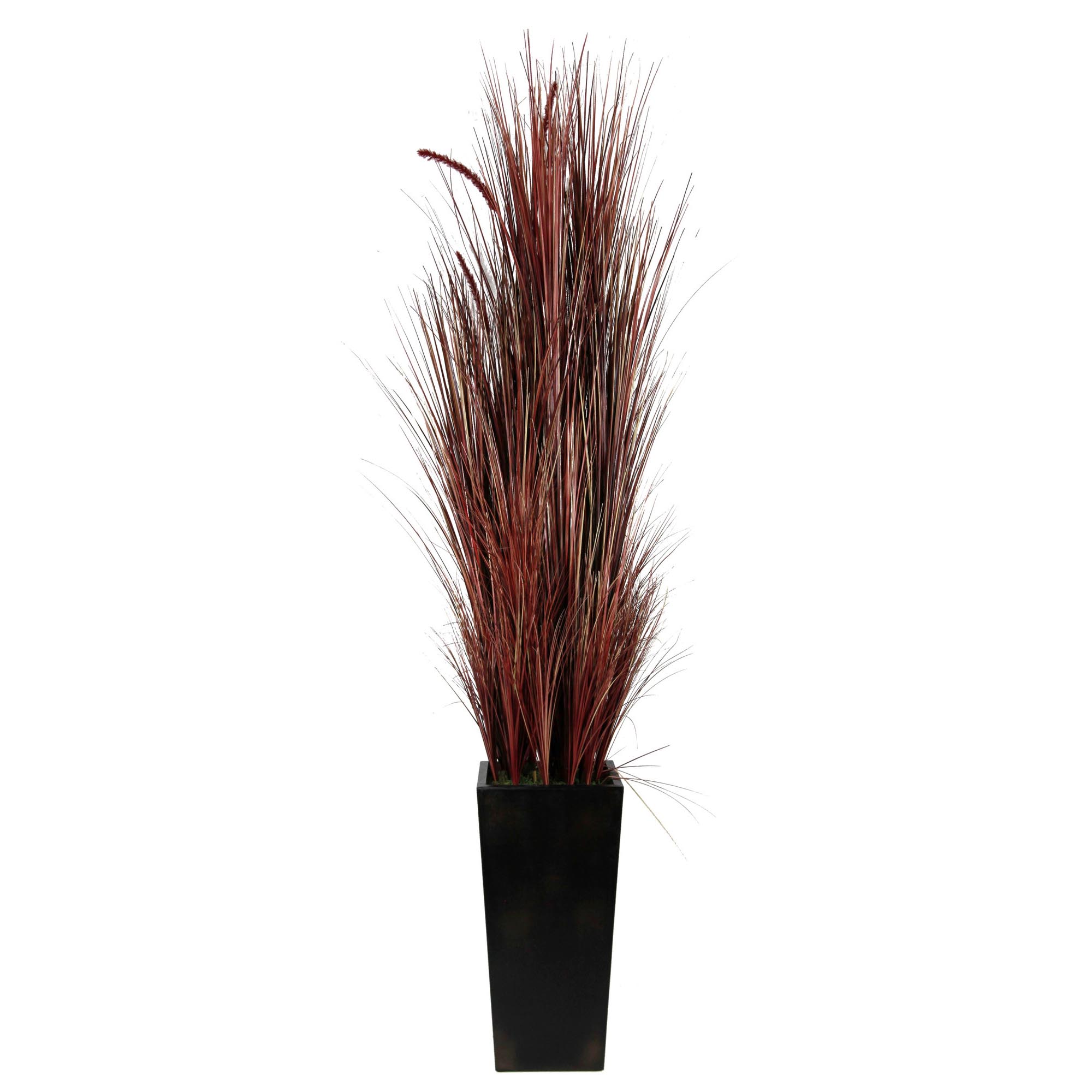 Laura Ashley 7 Foot Silk Onion Grass & Cattails In Decorative Planter