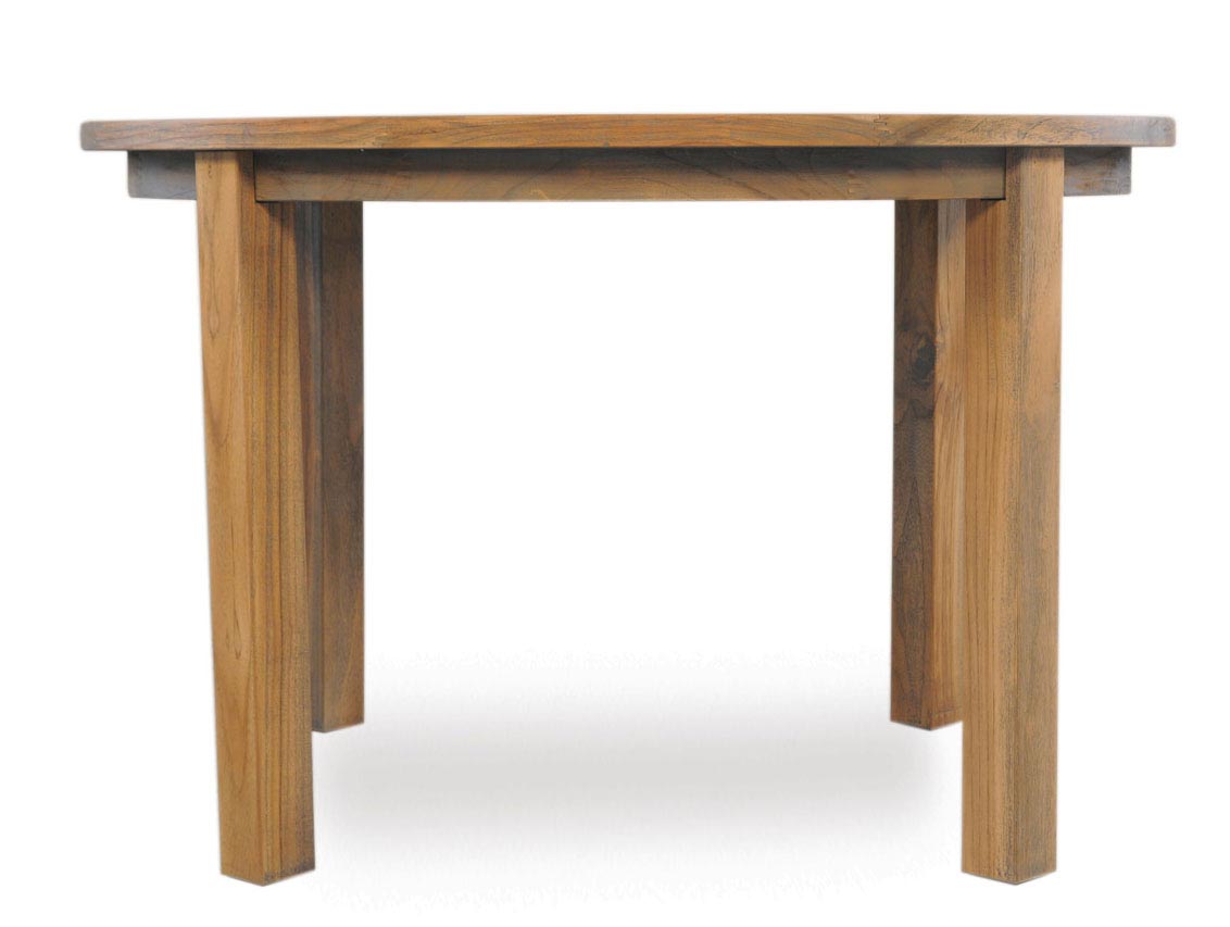 Lloyd Flanders 48 inch Round Distressed Teak Dining Umbrella Table