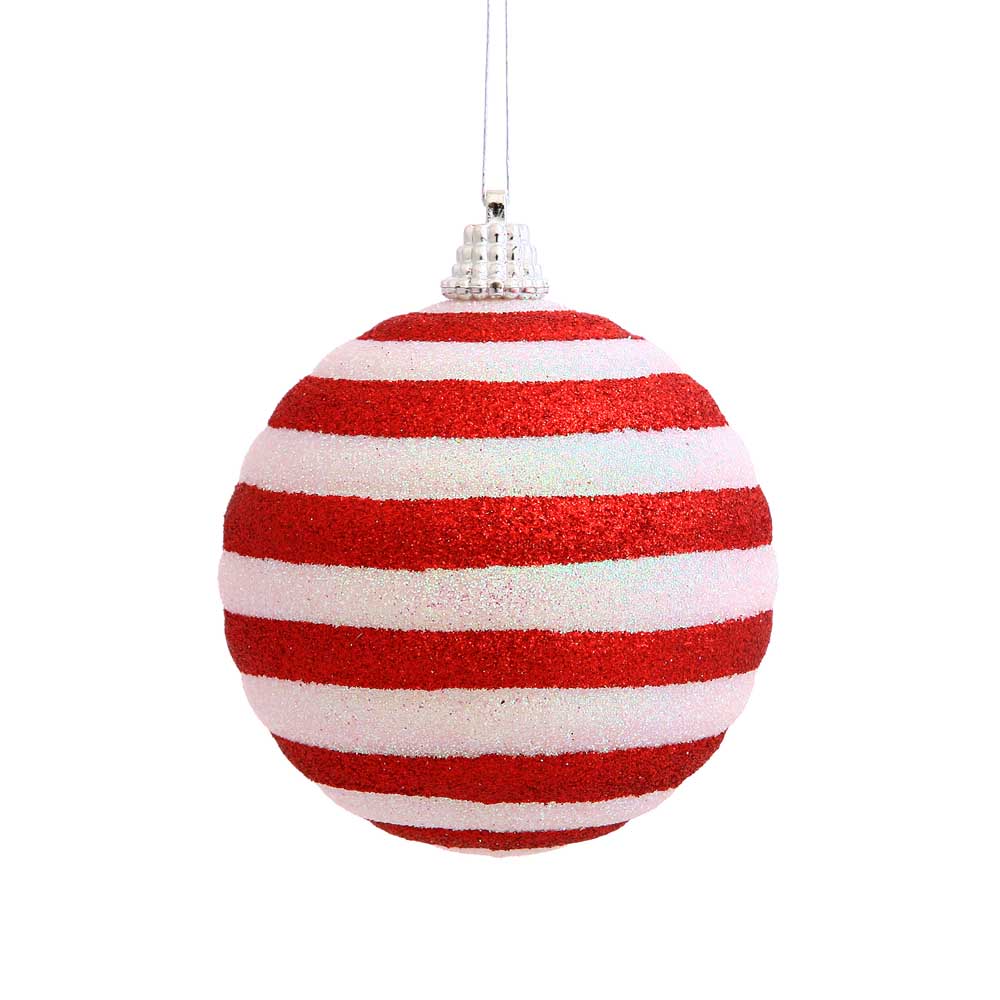 3 inch Candy Cane Stripe Ball Ornament Set of 4 N100710