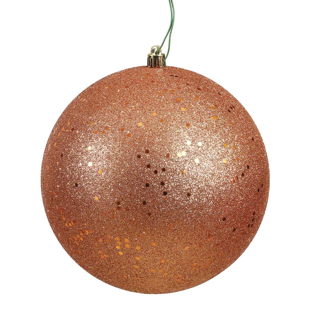 4 inch Rose Gold Sequin Finish Ball Ornament Set of 6 N591058DQ