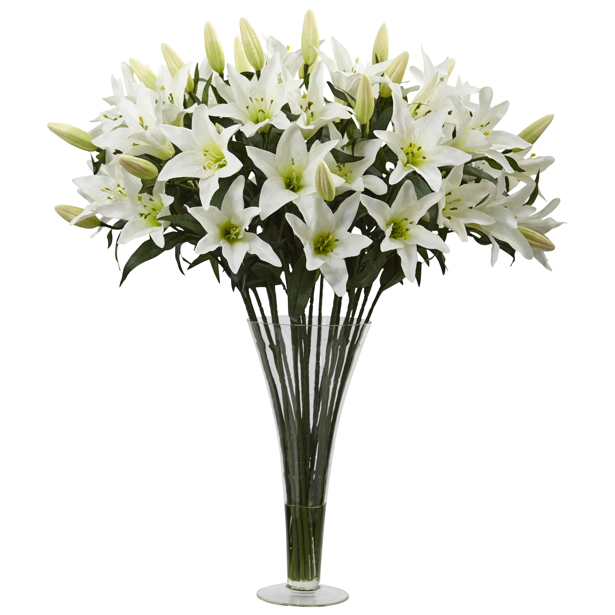 27 Inch White Lily Arrangement In Flared Vase