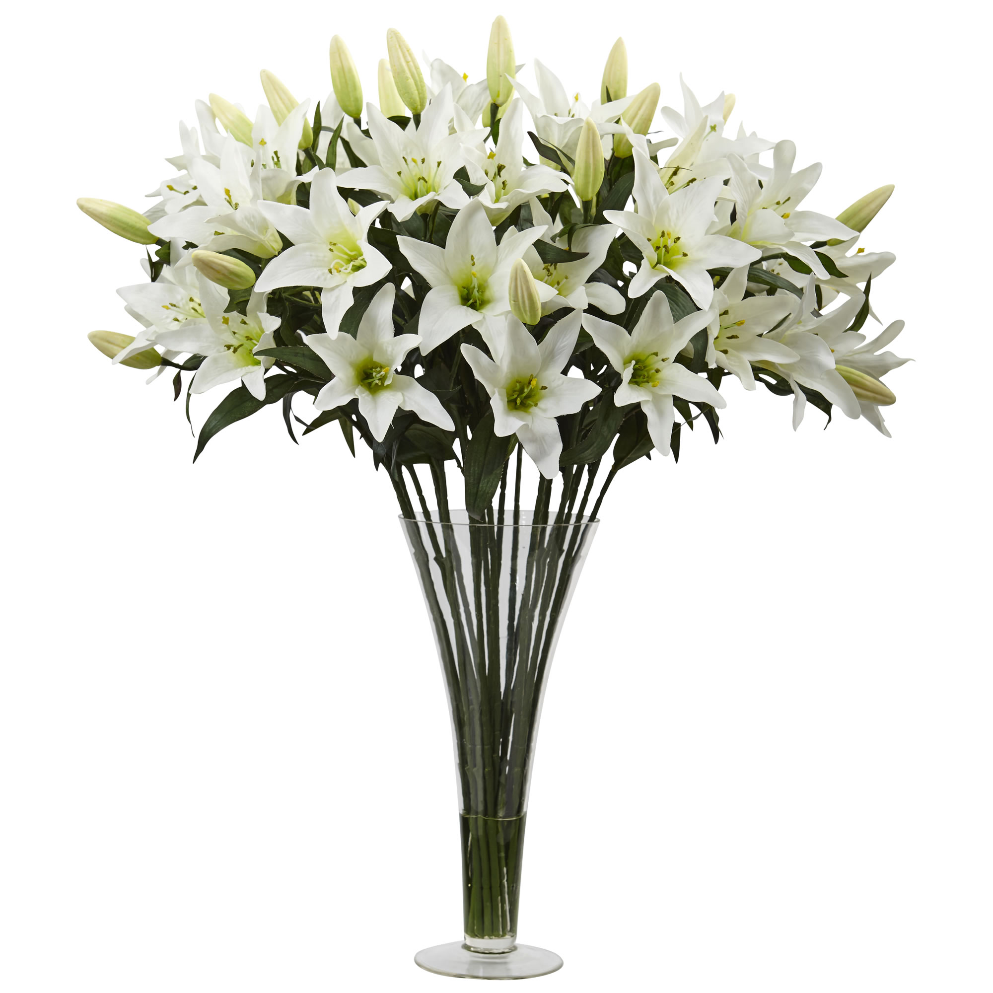 27 inch White Lily Arrangement in Flared Vase