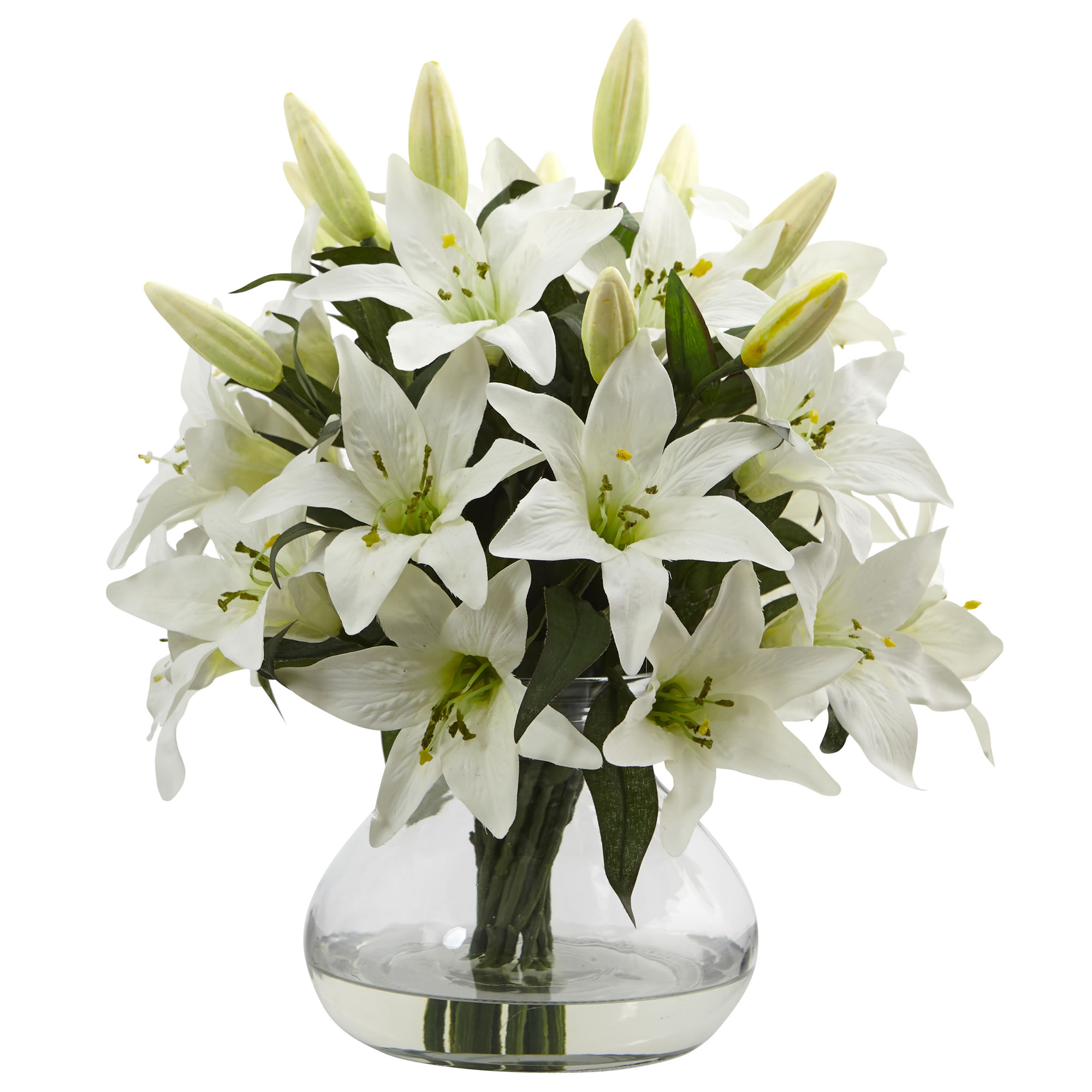 16 Inch White Large Lily Arrangement In Vase
