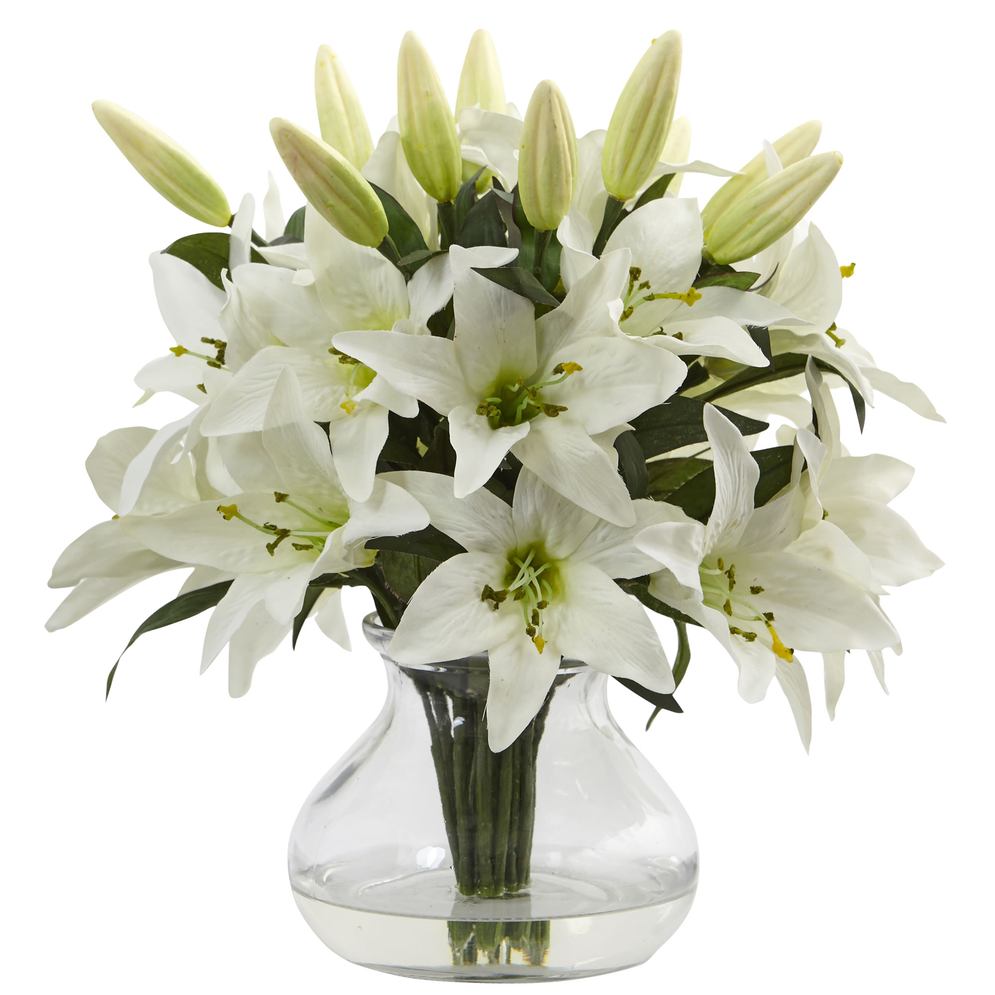 13.5 Inch White Lily Arrangement With Vase