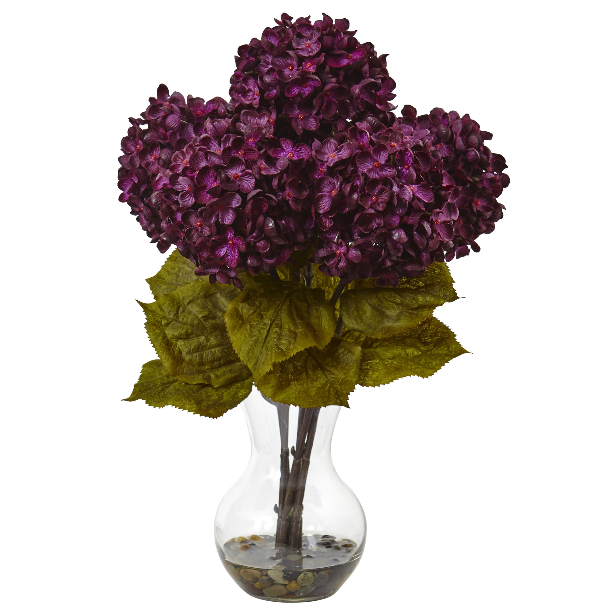 18 Inch Hydrangea In Vase Silk Flower Arrangement