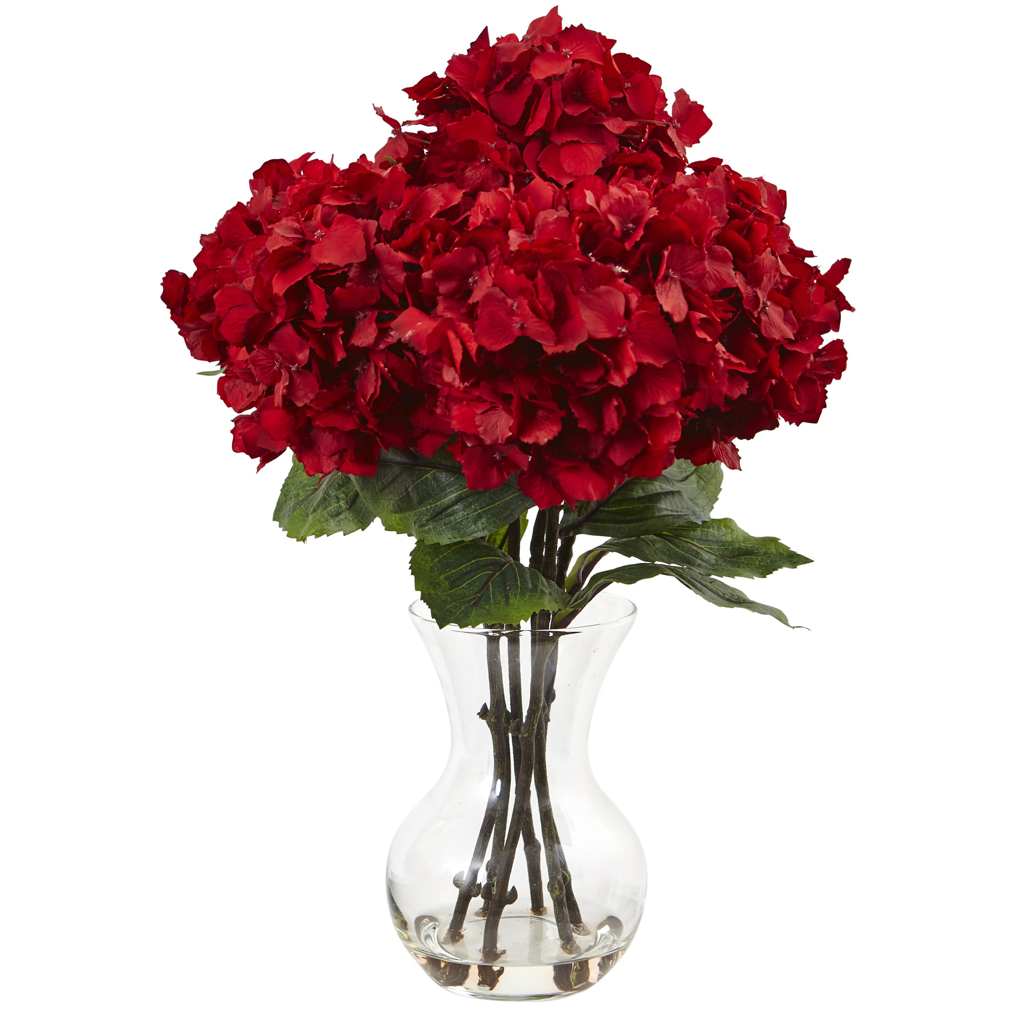 18 Inch Red Hydrangea In Vase