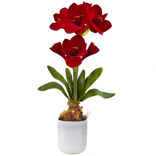 30 inch Red Silk Amaryllis Floral Arrangement