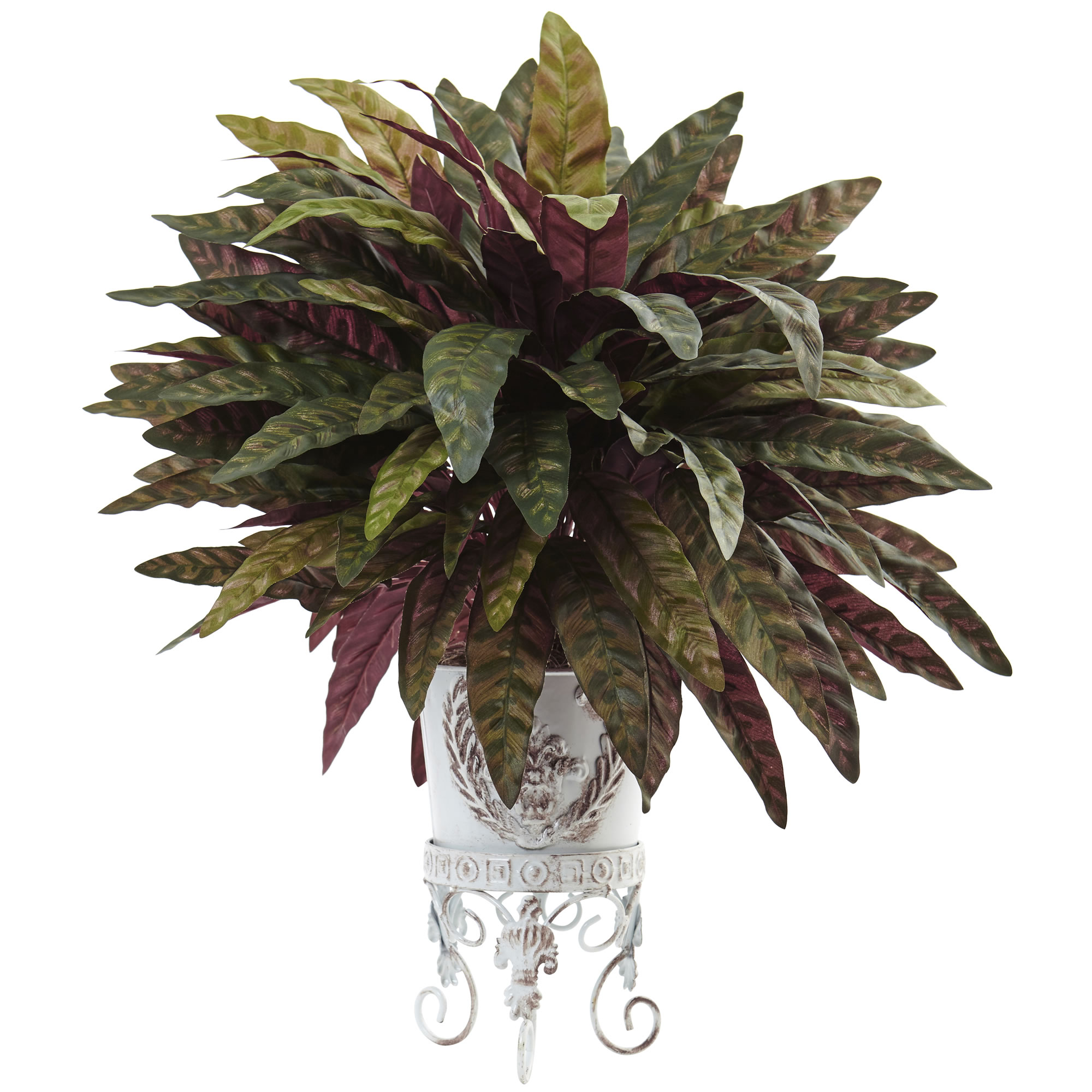 25 inch Peacock Bush in Metal Planter