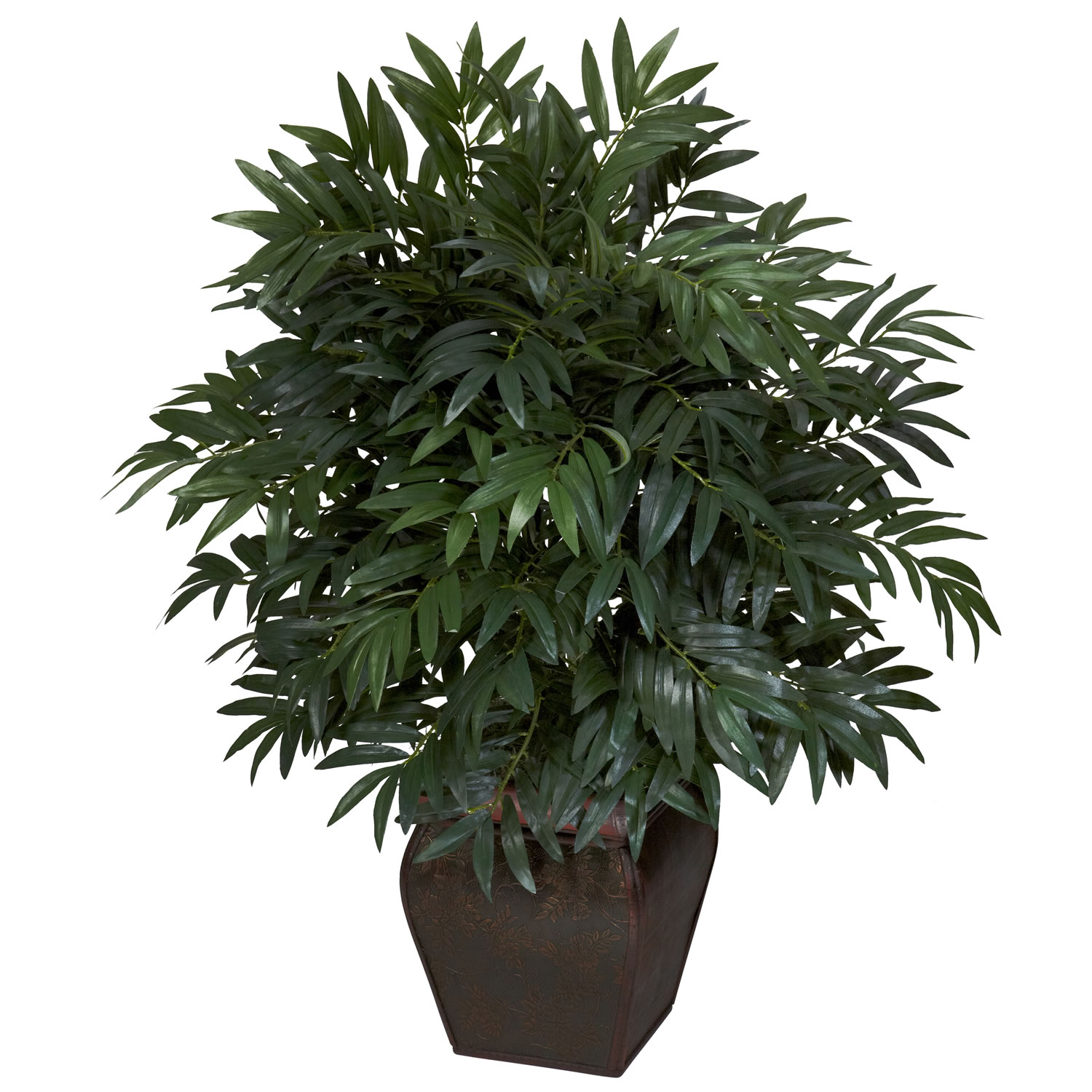 35 Inch Double Bamboo Palm In Decorative Planter