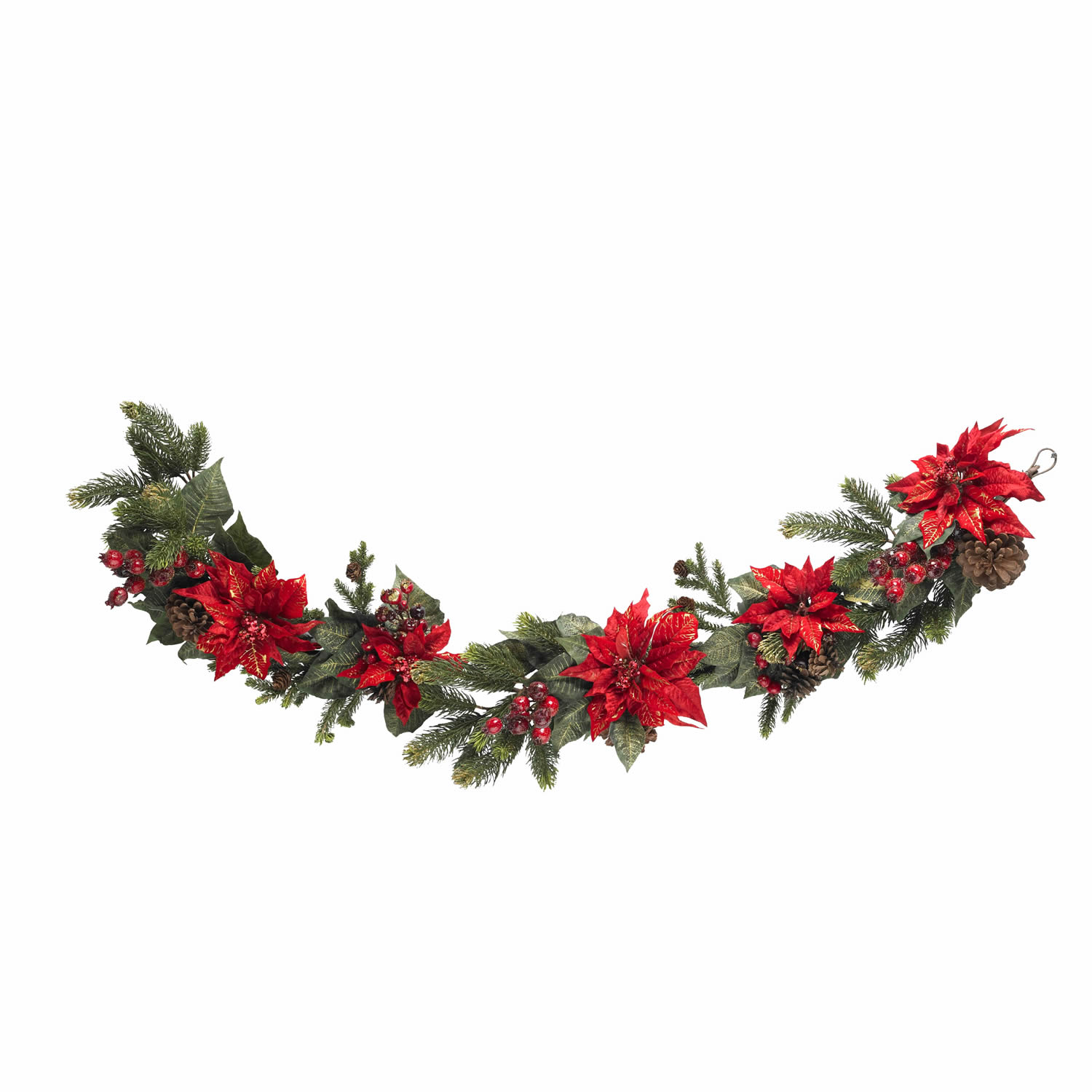 60 Inch Poinsettia And Berry Garland