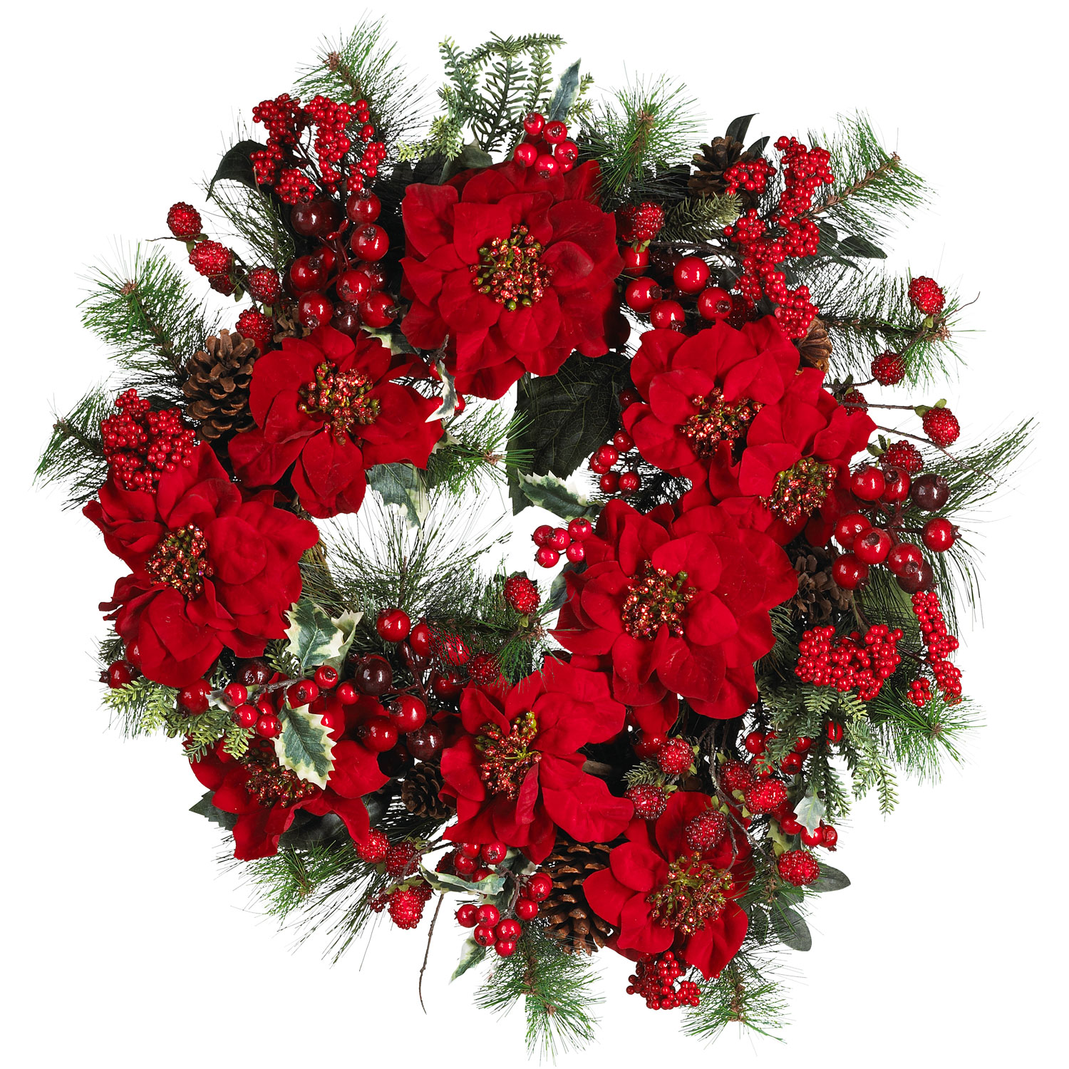 24 Inch Poinsettia Wreath