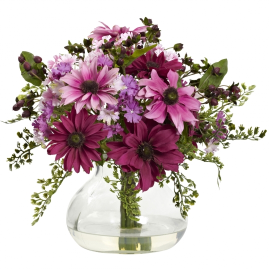 11.5 inch Mixed Silk Daisy Arrangement in Vase