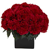 11 inch Indoor Silk Carnation Arrangement in Vase