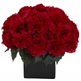 11 inch Indoor Silk Carnation Arrangement in Vase