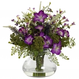 14.5 inch Large Indoor Silk Mixed Morning Glory in Decorative Vase