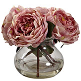 8 inch Indoor Fancy Silk Rose in Decorative Vase