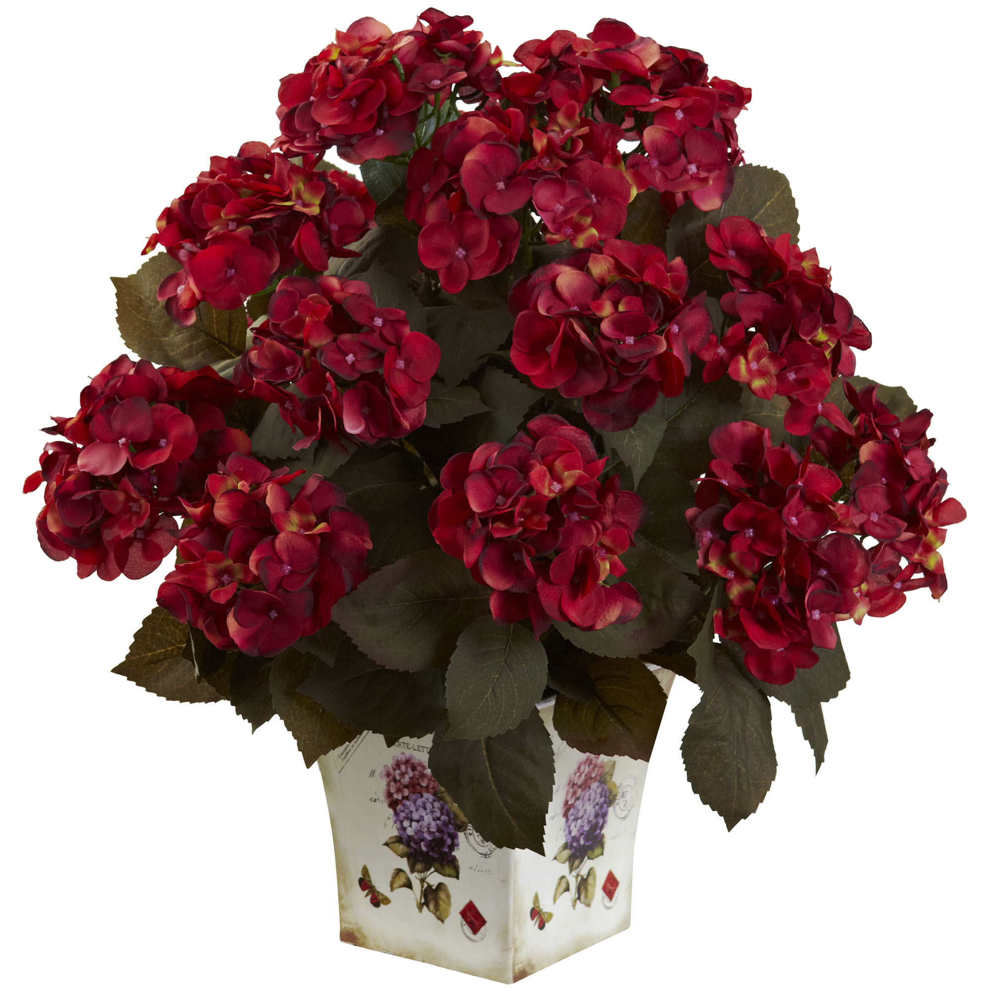 23 Inch Indoor Silk Hydrangea With Large Floral Planter