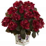 23 inch Indoor Silk Hydrangea with Large Floral Planter