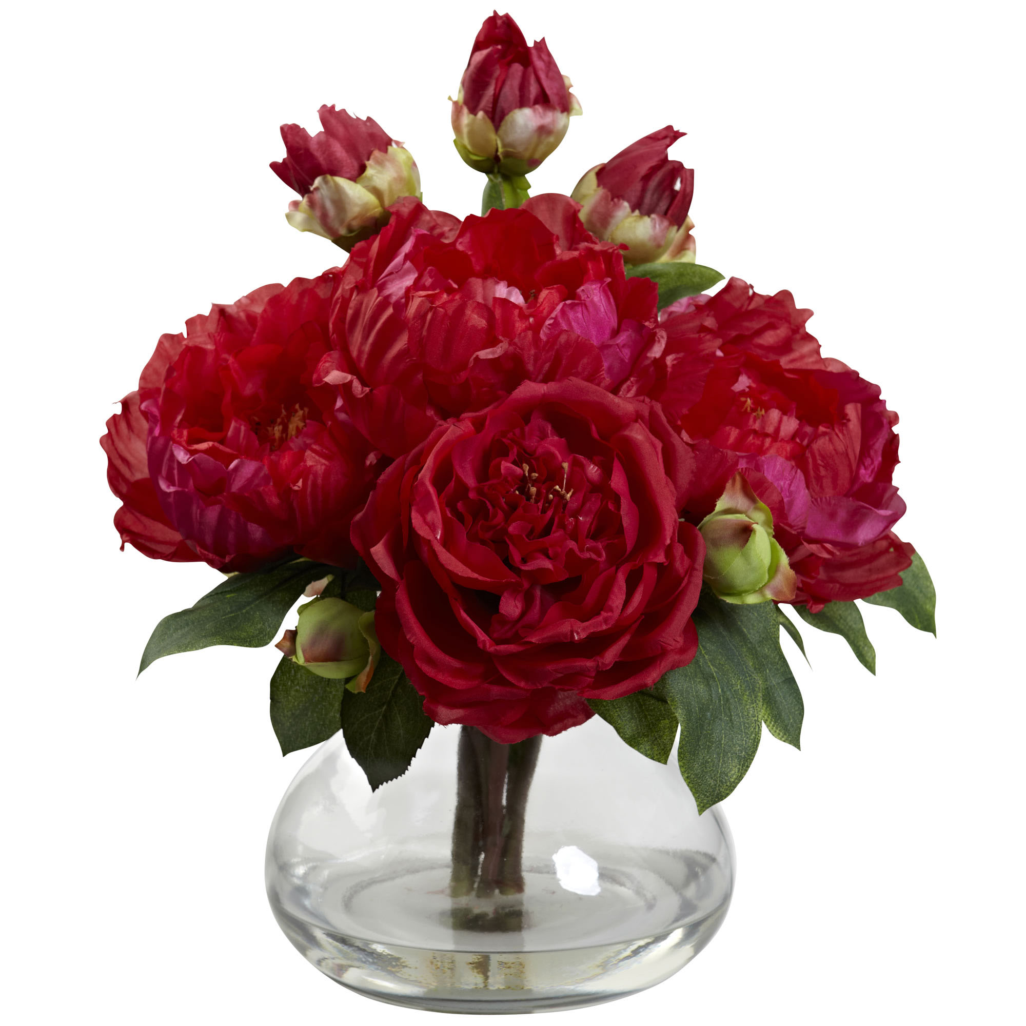 14.5 Inch Indoor Silk Peony & Rose In Decorative Vase