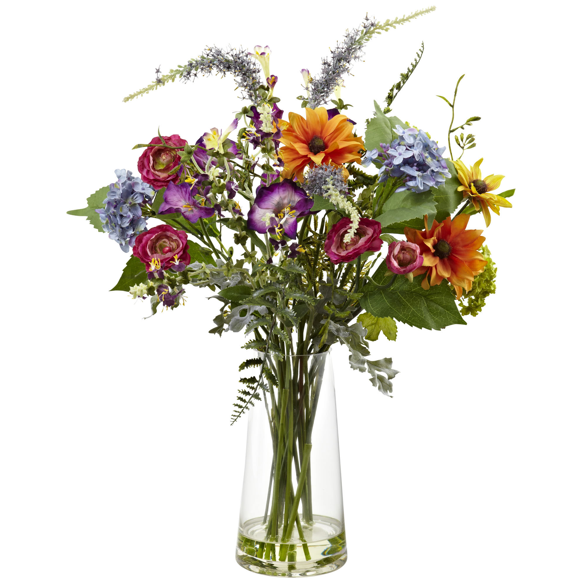 24 Inch Silk Indoor Spring Garden Floral With Decorative Vase