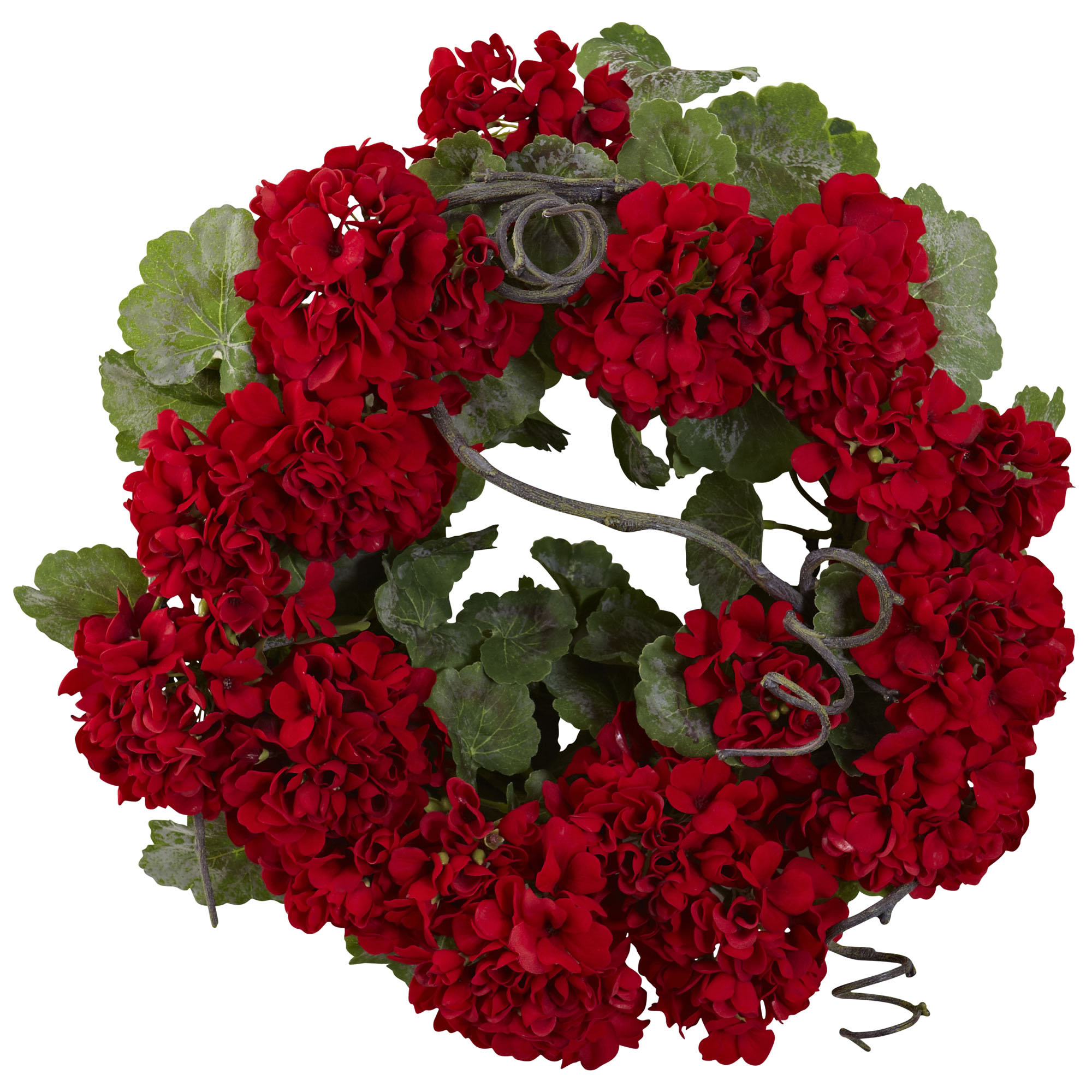 17 Inch Indoor Silk Geranium Wreath