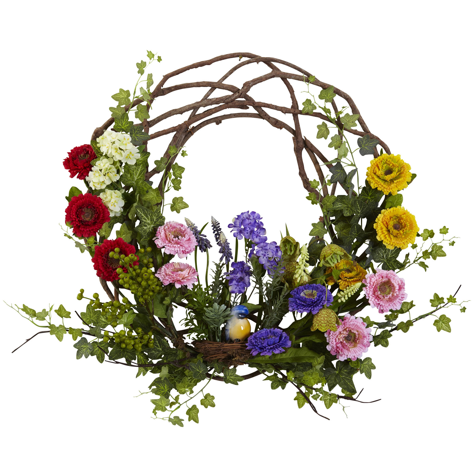 22 inch Silk Indoor Spring Floral Wreath