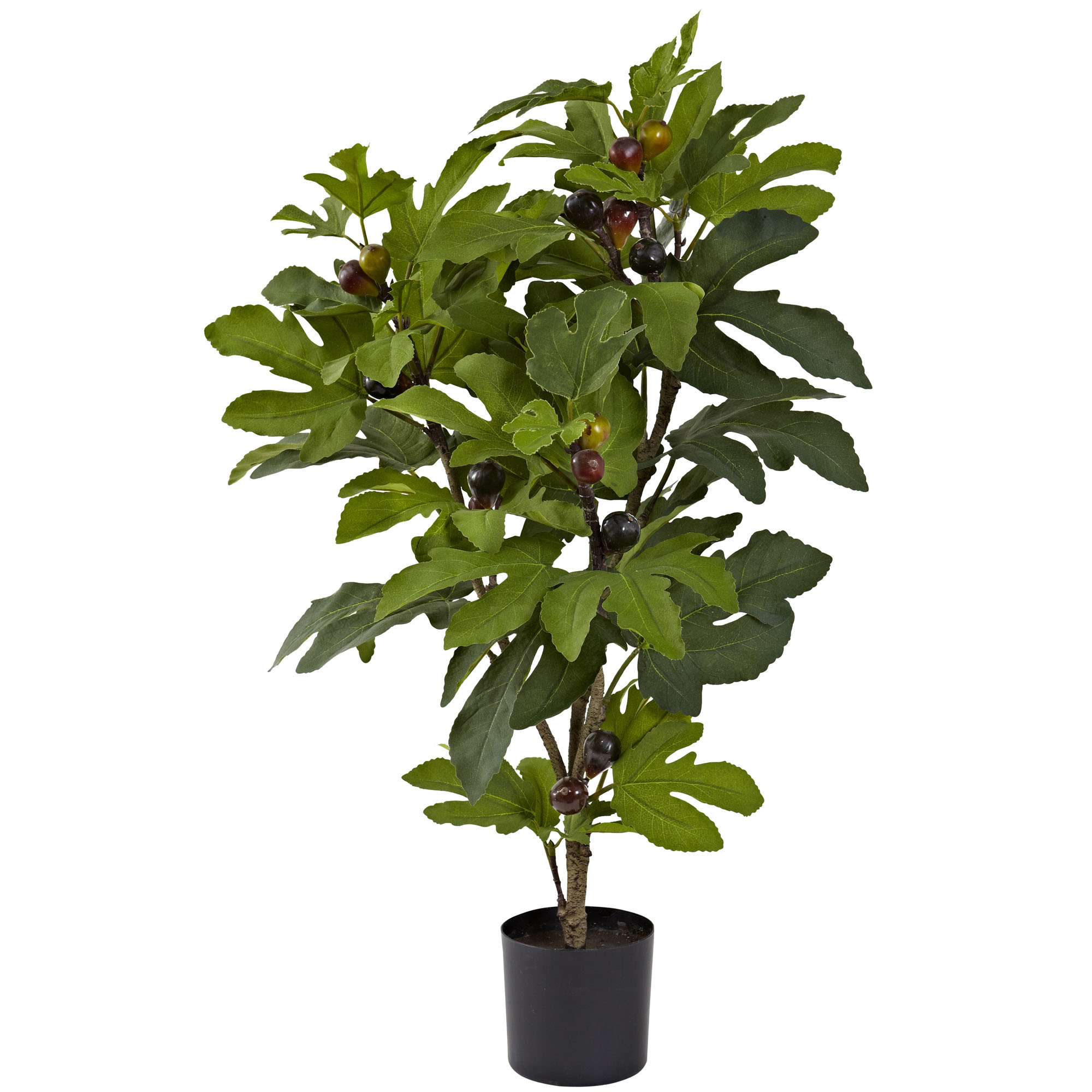 32 Inch Indoor Silk Fig Tree (42 Leaves & 15 Figs): Potted