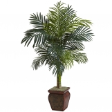4.5 foot Indoor Silk Golden Cane Palm with Decorative Container