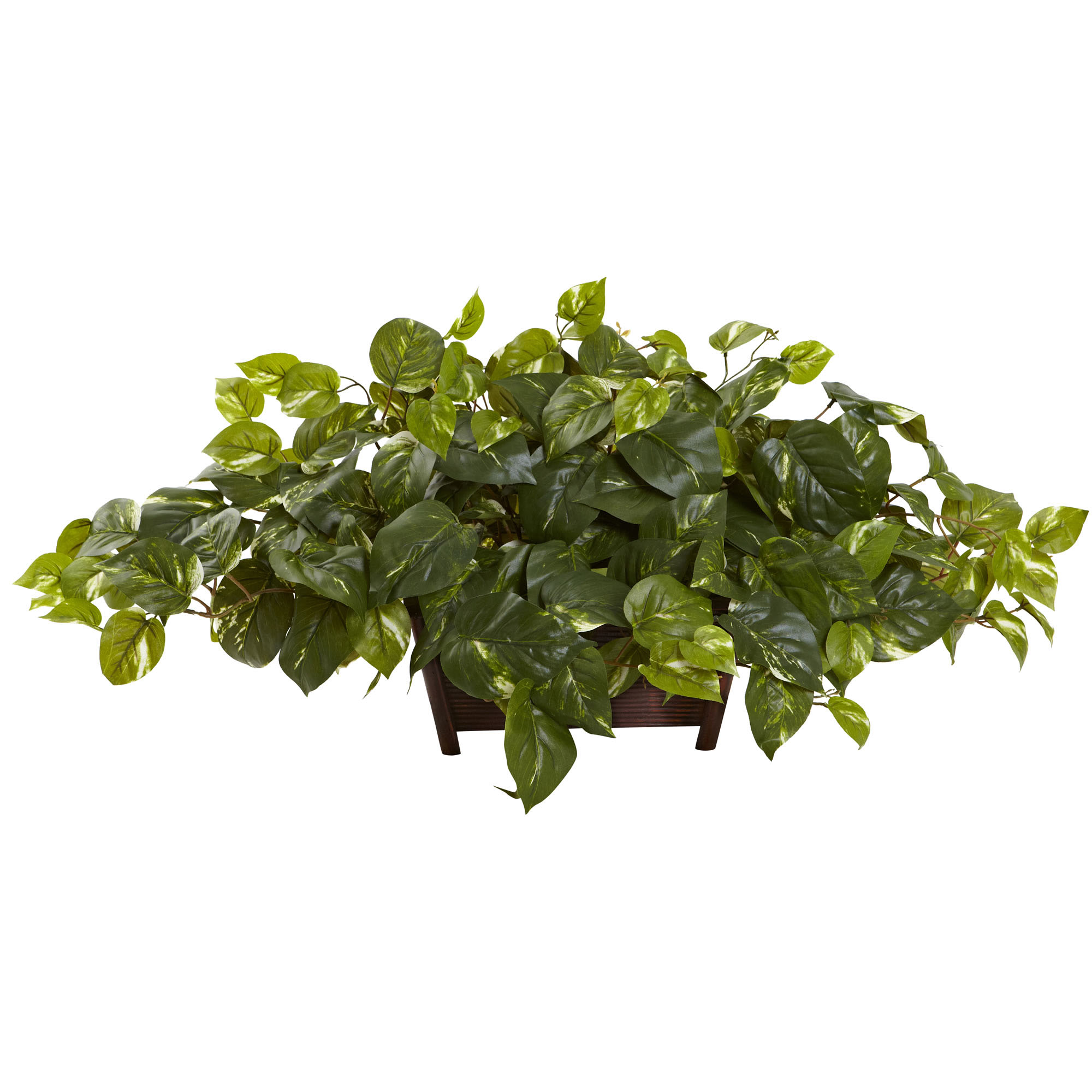 16 Inch Silk Indoor Pothos With Rectangle Decorative Planter