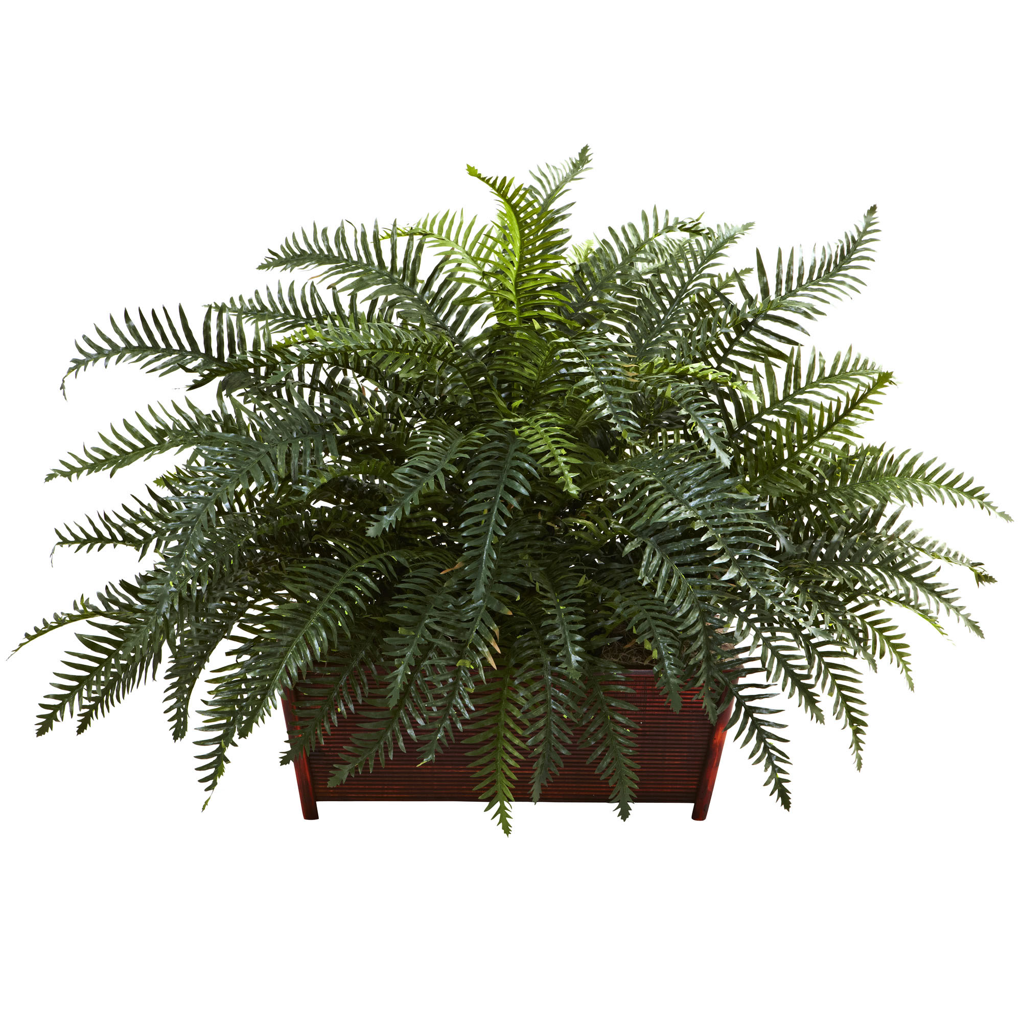 29 Inch Indoor Silk River Fern In Decorative Wood Planter