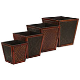 Bamboo Square Decorative Planters (Set of 4: Multiple Sizes)