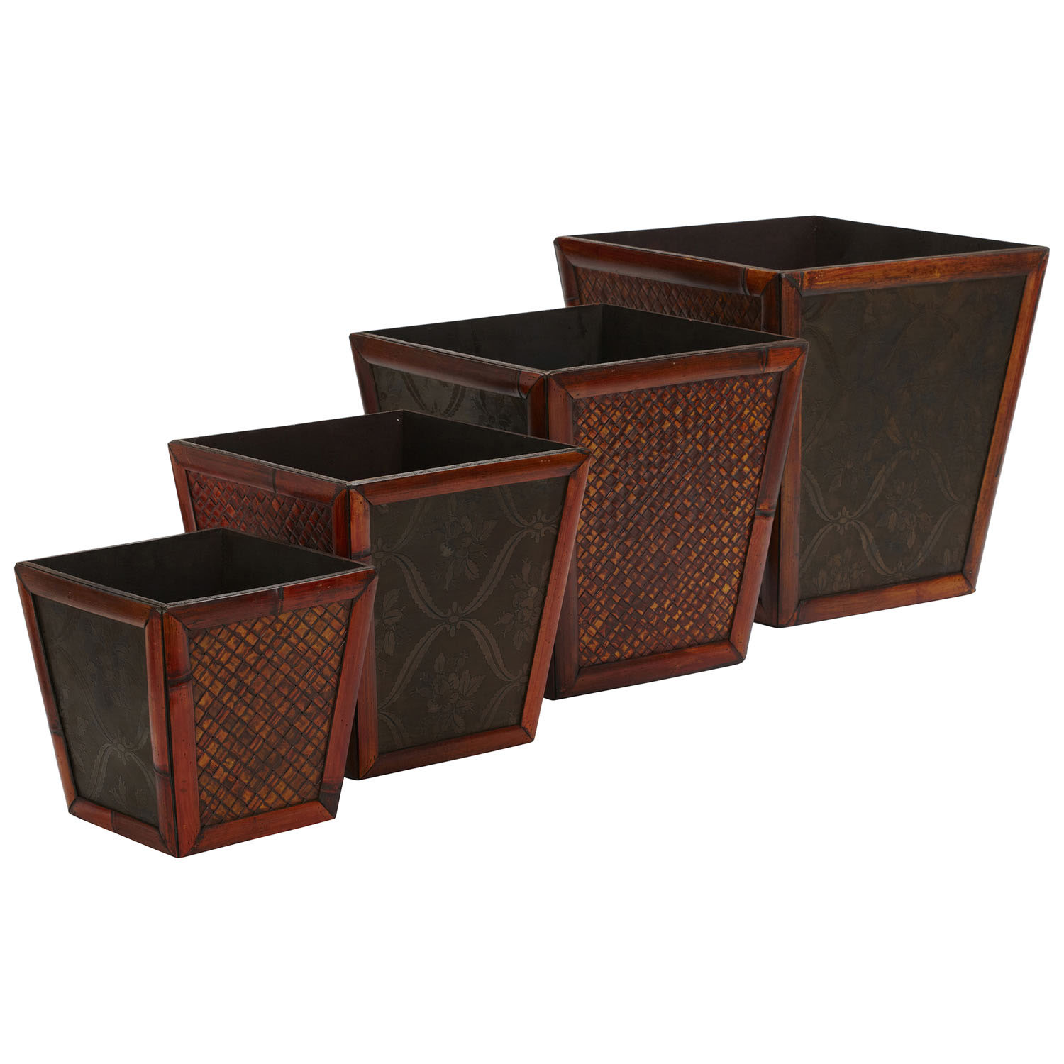 Bamboo Square Decorative Planters (Set of 4: Multiple